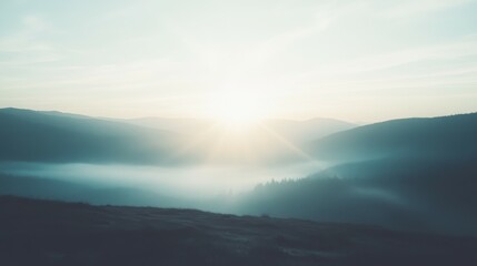 Misty Mountain Sunrise: A Peaceful Landscape