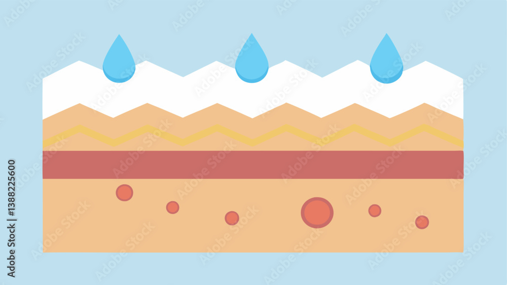 Poster moisture barrier a closeup view of skin layers showing a protective layer formed by the primer with 