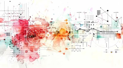 Abstract white background, collage of maths, stats and series of code, light and airy feel collage, Generative AI illustrations.