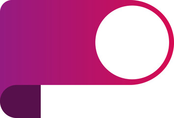 3D short rectangular tag ribbon with a gradient fill, rounded sides, and a hollow circle for infographic designs.