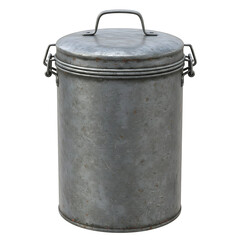 Industrial Style Metal Jar with Lid on Transparent Background


