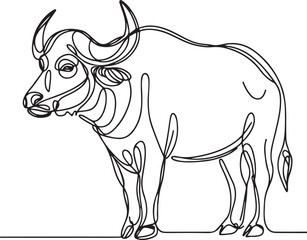 Minimalist Buffalo Line Drawing – Vector Art for Designers