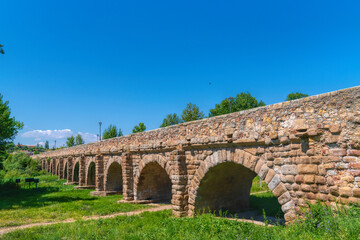 Arches on Roman bridge Salamanca Castile and Le&oacute;n Spain historic construction