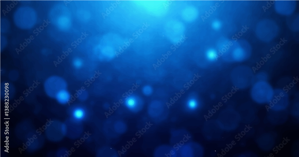 Wall mural blue glow particles with soft bokeh effect on dark abstract backgroun vector illustration.