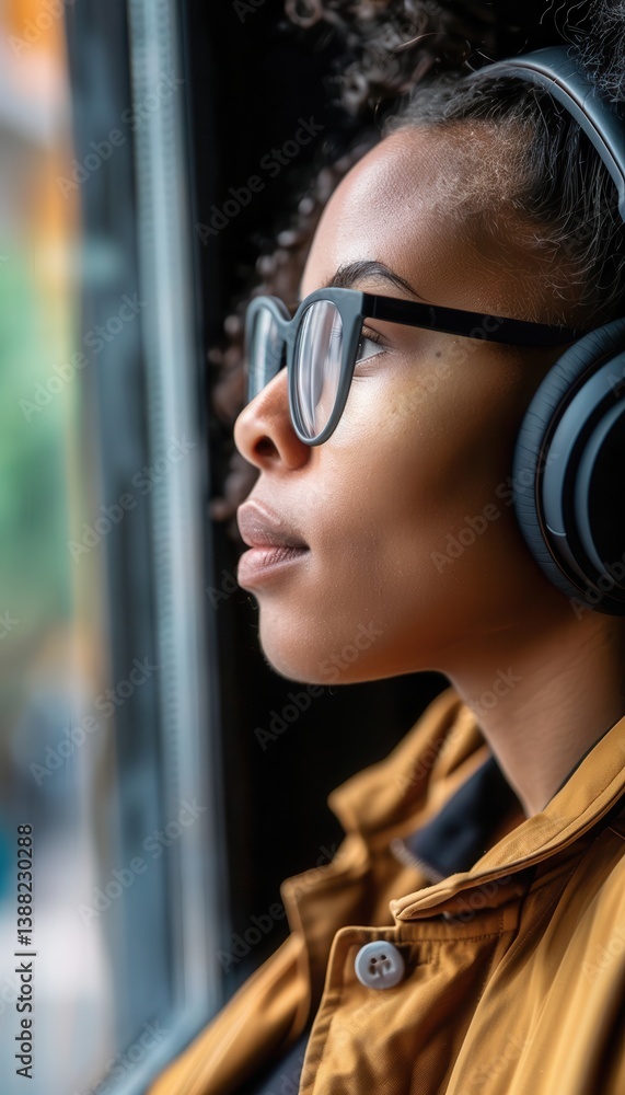 Aufkleber remote work focus: noise-canceling headphones and virtual assistant for efficient scheduling