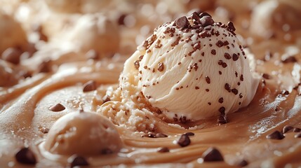 Mouthwatering chocolate and vanilla ice cream dessert glass image
