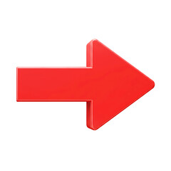 Red Right Arrow Icon on Transparent Background


