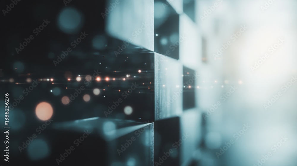 Poster abstract architectural structure with geometric cubes