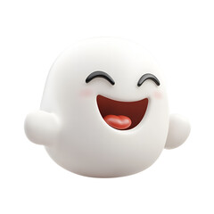 Naklejka premium Happy Boo Ghost 3D Render Halloween Character,