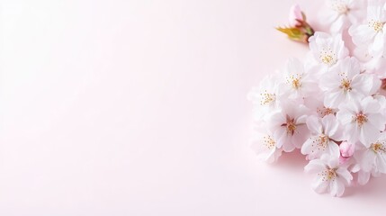 Obraz premium Delicate cherry blossoms on a soft pink background