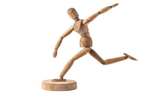 Dynamic Artist’s Model – Wooden Figure for Drawing Reference PNG

