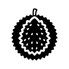 durian fruit icon, durian fruit line art - simple line art of durian fruit, perfect for durian fruit logos and icons