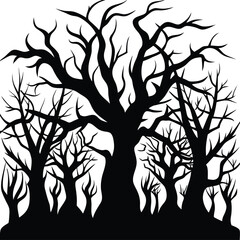 Haunted Forest Shadows Silhouette Vector