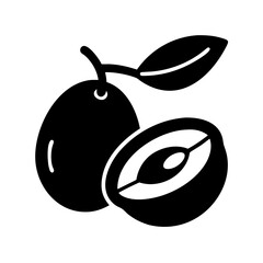 sapodilla fruit icon, sapodilla fruit line art - simple line art of sapodilla fruit, perfect for sapodilla fruit logos and icons