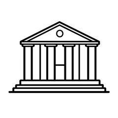 Bank building icon in black outline Transparent PNG 
