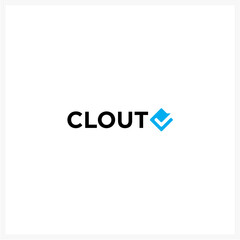 Modern Clout Logo with Blue Checkmark Symbol