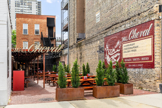 Chicago, IL, USA - June 4, 2024: Small Cheval is a fast casual restaurant that's a spinoff from the upscale Au Cheval restaurant, which are both owned by Hogsalt Hospitality.