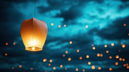 Obraz premium Magic A floating lantern festival illuminating a peaceful night sky.
