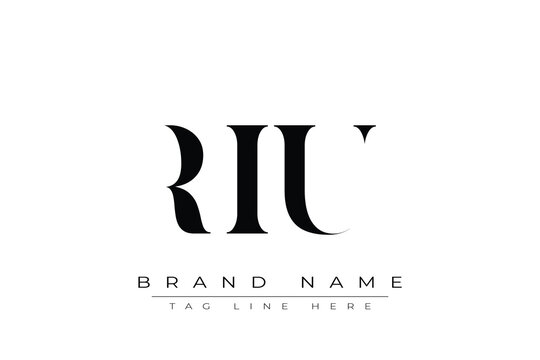 RIU abstract letter logo design. This logo is designed by three abstract letters.