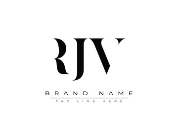 RJV abstract letter logo design. This logo is designed by three abstract letters.