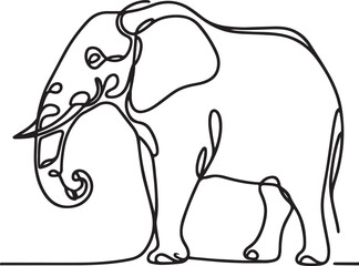 Obraz premium Elephant Outline Vector Art