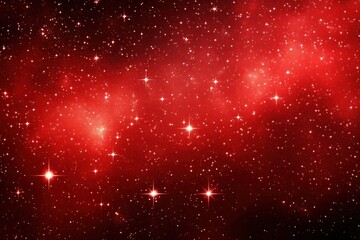 A vast expanse of red space filled with numerous shining stars