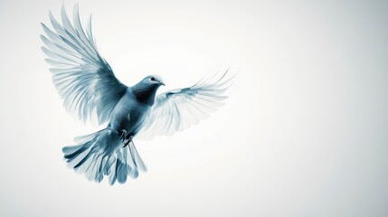 Naklejka premium Vibrant Indigo Avian in Flight Against a Crisp White Canvas