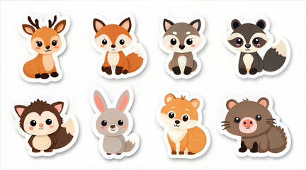 Woodland Animals Sticker Set – Cute Forest Animal Clipart for Kids

