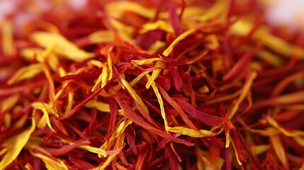 Fototapeta premium Macro photography of saffron strands rich golden hues