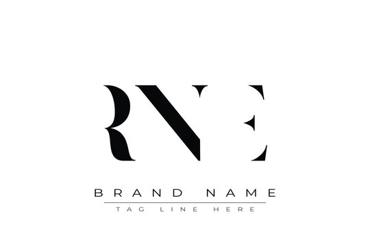RNE abstract letter logo design. This logo is designed by three abstract letters.