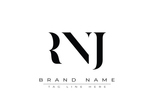 RNJ abstract letter logo design. This logo is designed by three abstract letters.