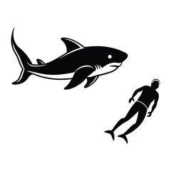 Naklejka premium shark fish silhouette vector illustration design.