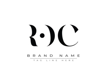 ROC abstract letter logo design. This logo is designed by three abstract letters.