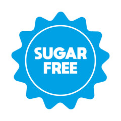 Sugar Free blue stamp Design for Health Conscious and Organic Product. No added sugar symbol, blue badge, tag or emblem isolated in circle design. Diabetic product. Vector illustration EPS 10 