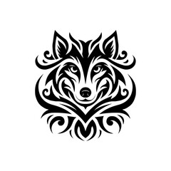 graphic vector illustration of tribal art design wolf head tattoo