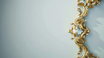 A baroque-inspired gold ornamental frame suspended in clean negative space. This minimalist yet luxurious composition merges classical elegance with modern design principles, creating a powerful visua