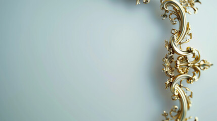 A baroque-inspired gold ornamental frame suspended in clean negative space. This minimalist yet luxurious composition merges classical elegance with modern design principles, creating a powerful visua