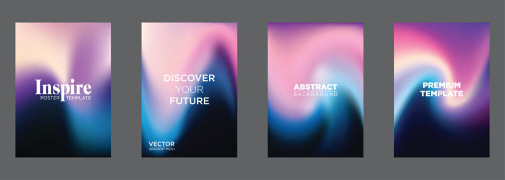 Vibrant Gradient Mesh Poster Templates Abstract Background Designs