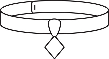 vector illustration of a leather collar with a medallion for an address, simple linear icons, doodle and sketch style, hand-drawn, isolated on a white background