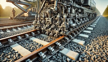 Advanced Rail Track Laying Machine: Precision Installation of New Steel Rails with Secure Fastenings & Ballast Foundation
