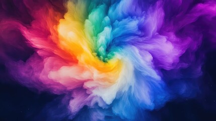 Fototapeta premium Abstract spiral of swirling, colorful clouds. A vibrant display of hues creating a dynamic, ethereal vortex