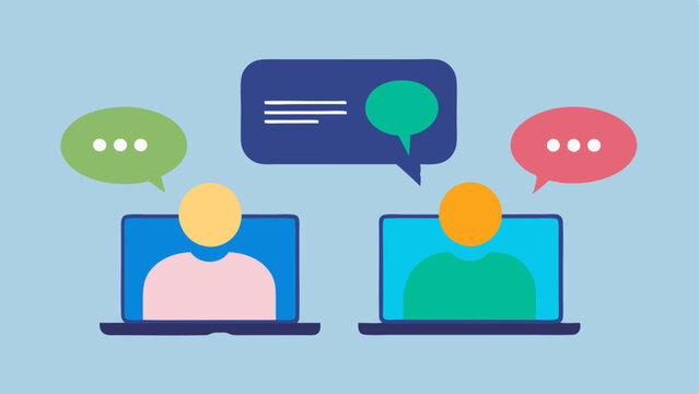 Comment Section Interaction Two speech bubbles above a laptop screen one from an experienced trader giving advice and another from a novice trader asking questions showcasing the
