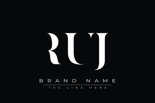 RUJ abstract letter logo design. This logo is designed by three abstract letters.
