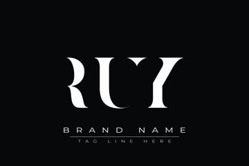 RUY abstract letter logo design. This logo is designed by three abstract letters.
