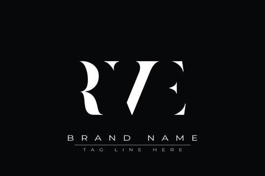 RVE abstract letter logo design. This logo is designed by three abstract letters.