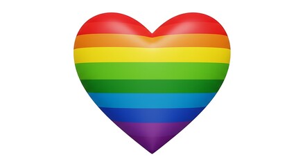 Rainbow Heart: 3D Render, Vibrant Love Symbol AI Generated