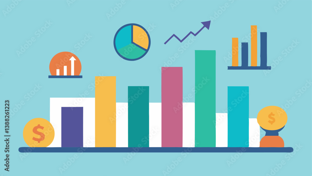 Poster diversified portfolio a visual representation of a bar graph showing different investments such as s