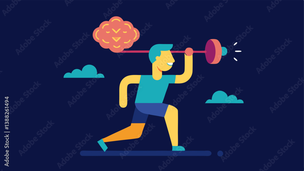 Aufkleber impact of exercise an illustration of a person exercising with a glowing brain representing the incr