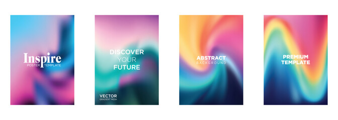Vibrant Gradient Mesh Poster Templates Abstract Background Designs
