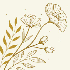 floral illustration with gold leaves and flowers